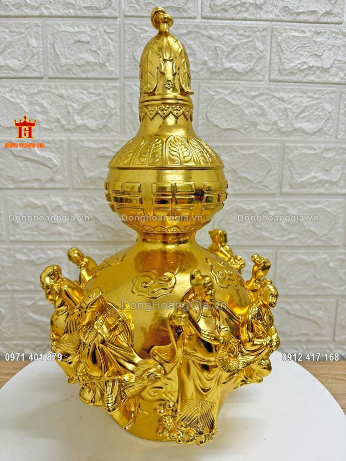 Bề mặt hồ lô bát tiên được mạ vàng 24K cao cấp